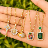 Flower Necklace, 18K Gold Plated Steel