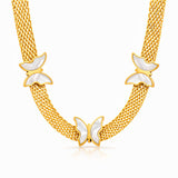 Butterflies Necklace, 18K Gold Plated Steel