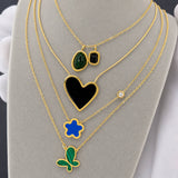 Flower Necklace, 18K Gold Plated Steel