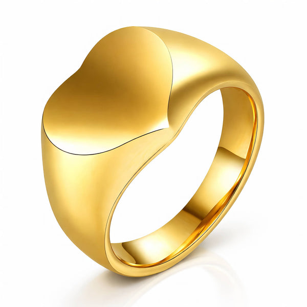 Heart Ring, 18K Gold Plated Steel