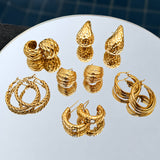 Earrings, 18K Gold Plated Steel