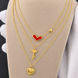 Heart Necklace, 18K Gold Plated Steel