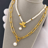 Necklace, 18K Gold Plated Steel