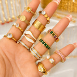 Hearts Ring, 18K Gold Plated Steel
