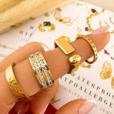 Ring, 18K Gold Plated Steel