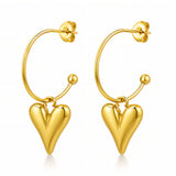 Hearts Earrings, 18K Gold Plated Steel