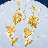 Hearts Earrings, 18K Gold Plated Steel