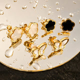 Flowers Earrings, 18K Gold Plated Steel