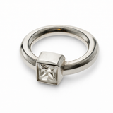 Cubic Zirconia Rounded Sterling Silver Band