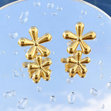 Flowers Earrings, 18K Gold Plated Steel