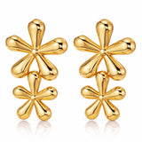Flowers Earrings, 18K Gold Plated Steel