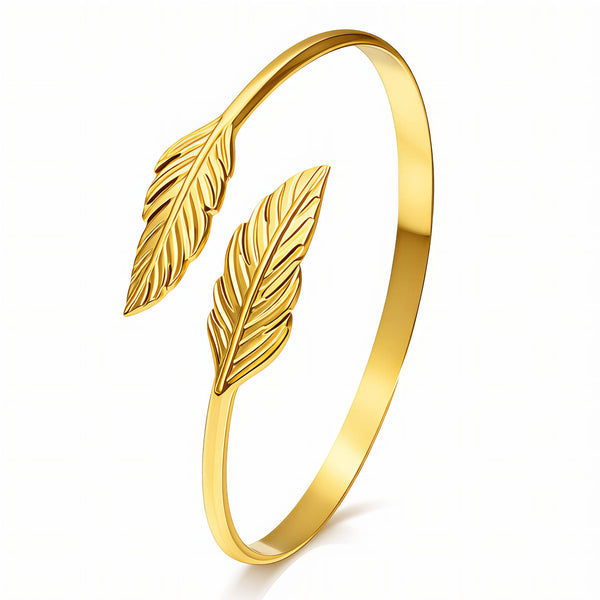 Leaves Bracelet, 18K Gold Plated Steel