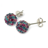 Mini Crystal Disco Ball Sterling Silver Earring