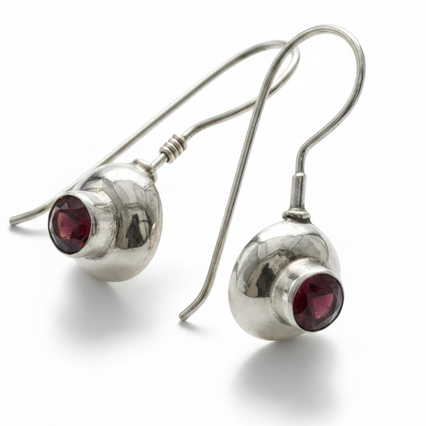 Garnet Sterling Silver Drop Earrings