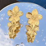 Flowers Earrings, 18K Gold Plated Steel