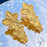 Flowers Earrings, 18K Gold Plated Steel