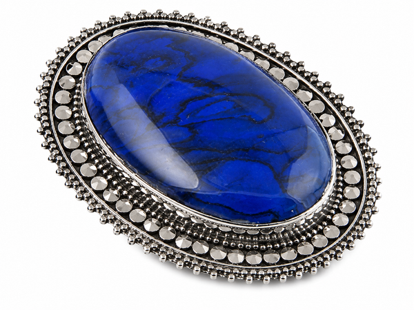 Paua Dyed Blue Sterling Silver Framed Ring
