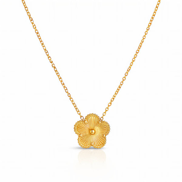 Flower Necklace, 18K Gold Plated Steel