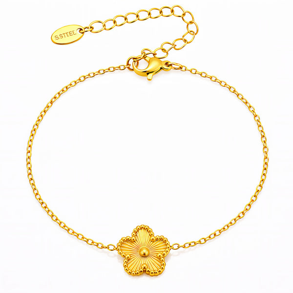 Flower Bracelet, 18K Gold Plated Steel