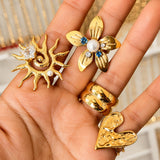Ring, 18K Gold Plated Steel