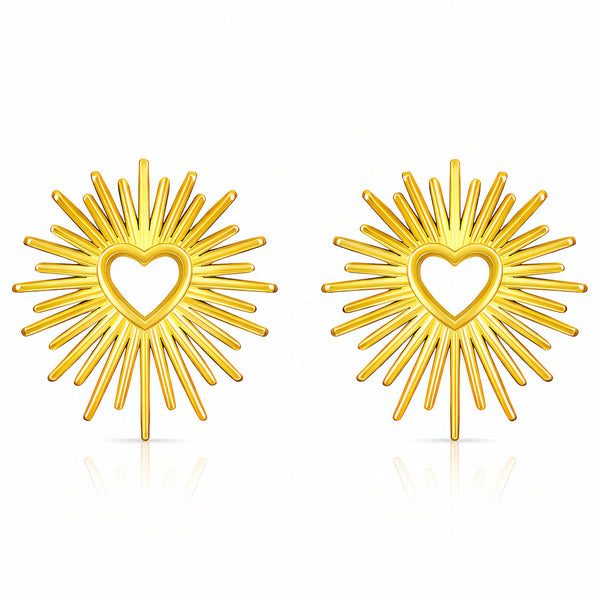 Hearts Earrings, 18K Gold Plated Steel