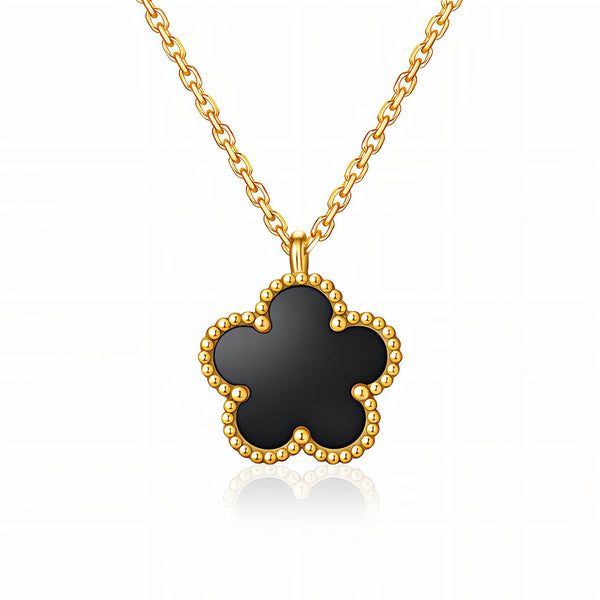 Flower Necklace, 18K Gold Plated Steel