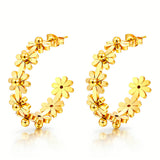 Flower Meadow Earrings, 18K Gold Plated Steel