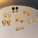Flowers Earrings, 18K Gold Plated Steel