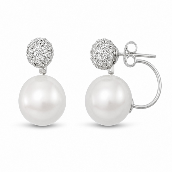 Pearl Synthetic/Crystal .925 Sterling Silver Studs