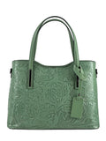 Italian Embossed Leather Structured Tote Bag