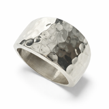 Hammered 11mm Sloped Sterling Silver Ring