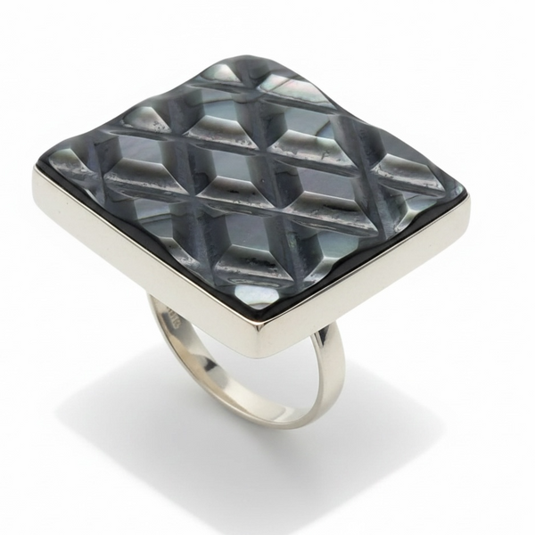 Shell Indented .925 Sterling Silver Ring
