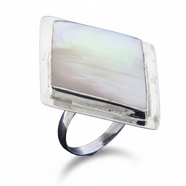 Mother of Pearl Diamond Shaped Sterling Silver Ring
