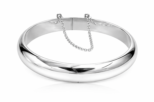 Hinged Half Moon 7mm Sterling Silver Bangle