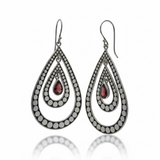 Garnet Layered Silver Dotted Sterling Silver Earring