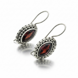 Genuine Sterling Silver and Oval Garnet Earrings