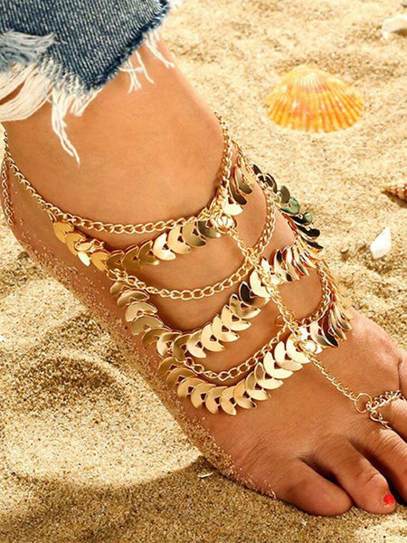 Foot Anklet Fine Gold Tassel