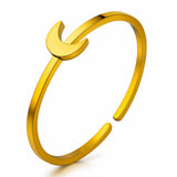 Ring, 18K Gold Plated Crescent Steel Ting