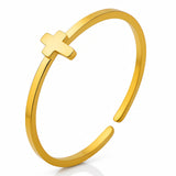 Ring, 18K Gold Plated Cross Steel Ring