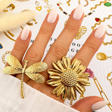 Flower Ring, 18K Gold Plated Steel