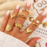 Heart Ring, 18K Gold Plated Steel