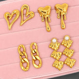 Hearts Earrings, 18K Gold Plated Steel