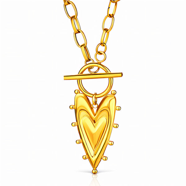 Heart Necklace, 18K Gold Plated Steel