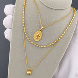 Cross Necklace, 18K Gold Plated Steel