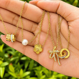 Flower Necklace, 18K Gold Plated Steel