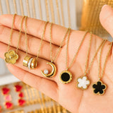 Flower Necklace, 18K Gold Plated Steel
