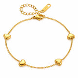 Hearts Bracelet, 18K Gold Plated Steel