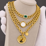 Coin Necklace, 18K Gold Plated Steel