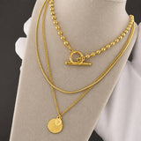 Coin Necklace, 18K Gold Plated Steel