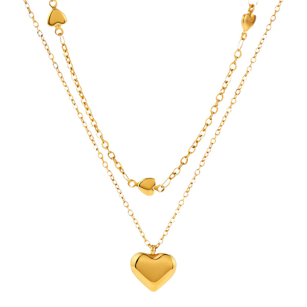 Hearts Necklace, 18K Gold Plated Steel